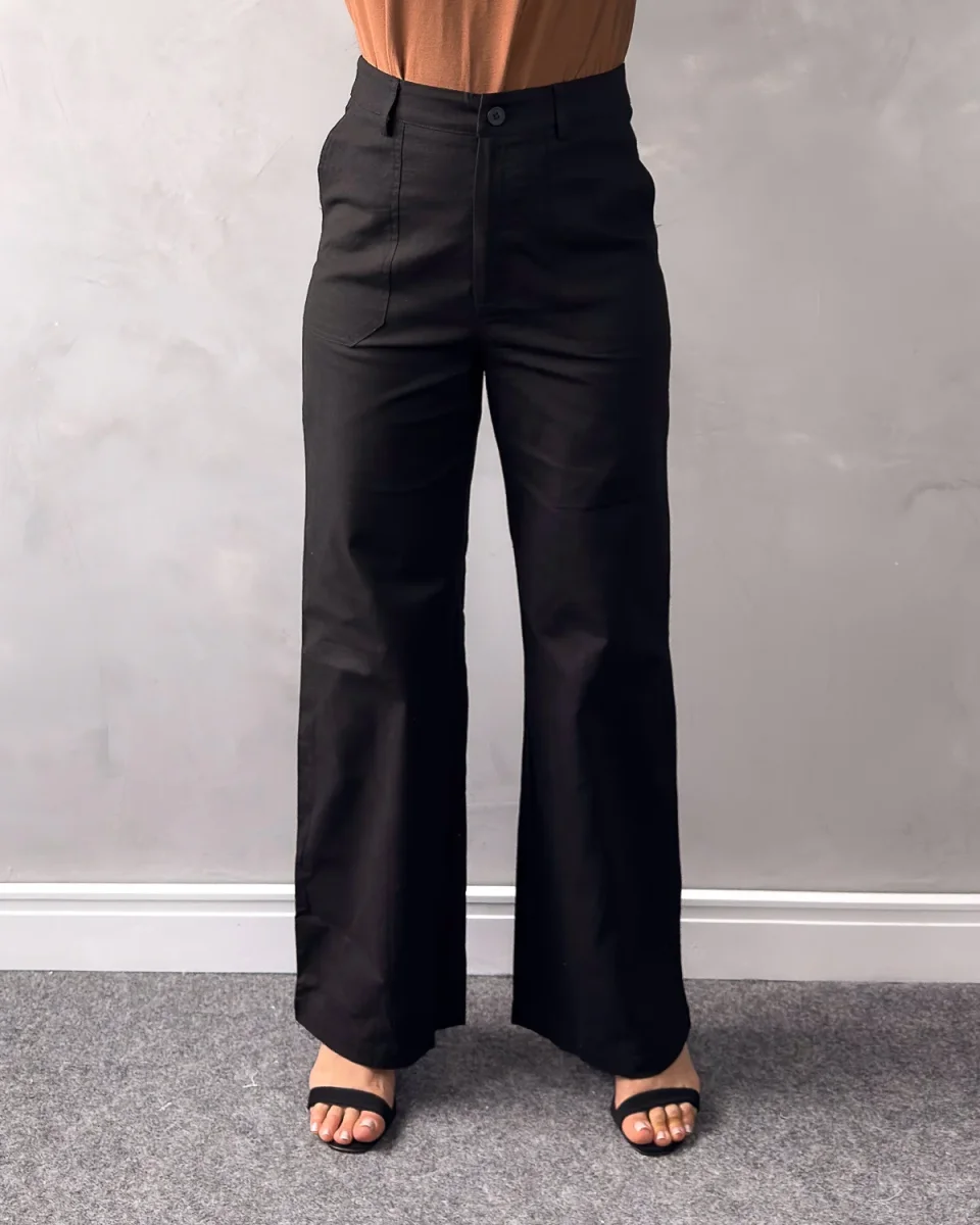 Calça Wide Leg de Linho com Bolsos Frontais - Image 8