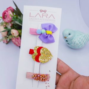 Presilha Hair Clips Infantil para Cabelo – Trio