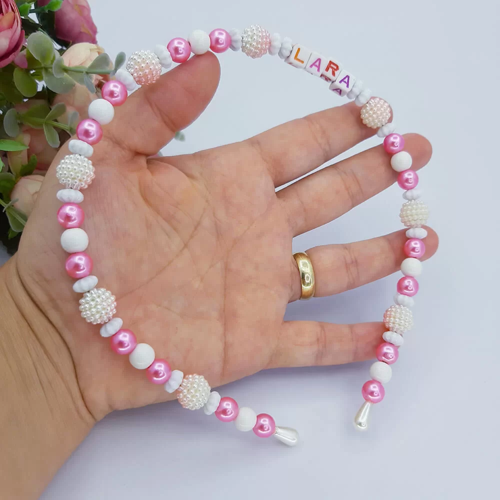 Tiara Infantil Pérolas Personalizada Nome - Image 3