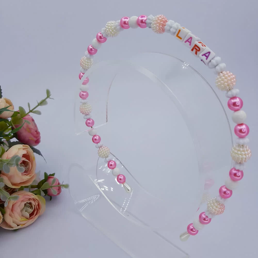 Tiara Infantil Pérolas Personalizada Nome - Image 4