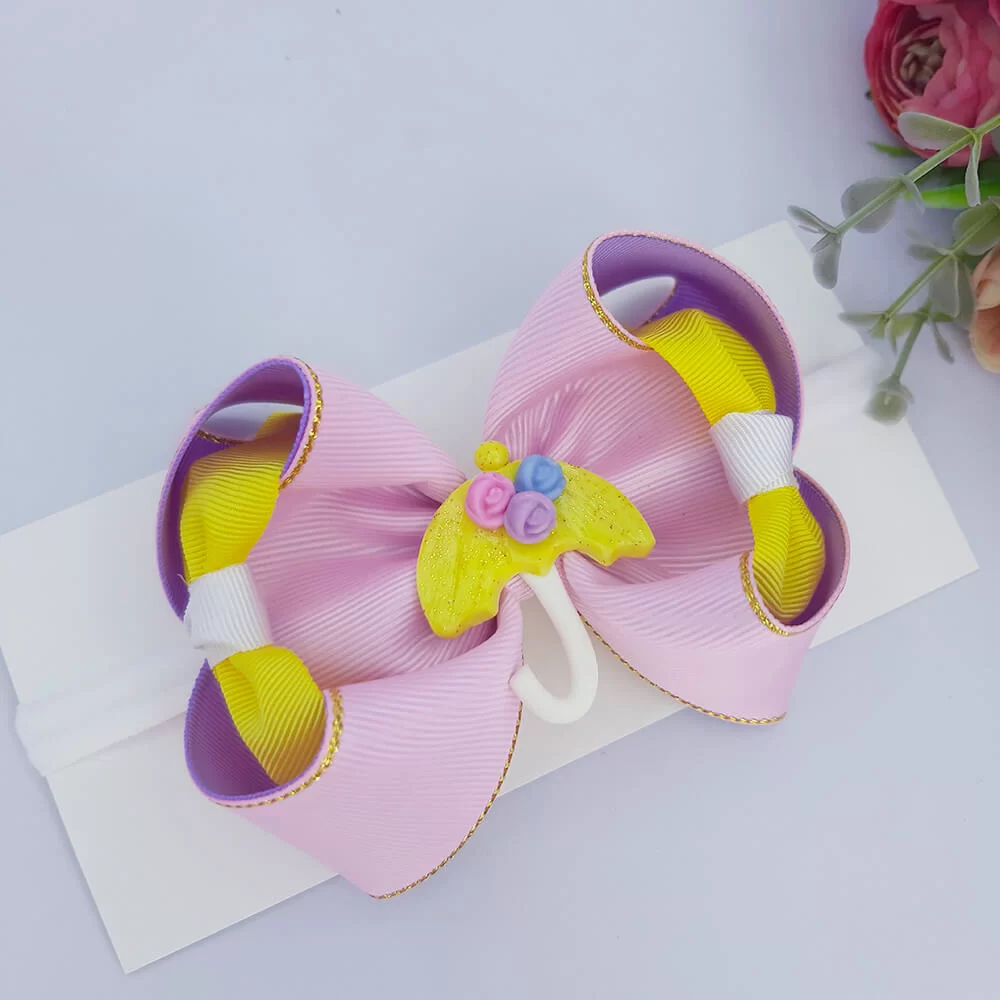 Faixa de Cabelo para Bebê Fitas Bordas Douradas Entrelaçadas - Image 3