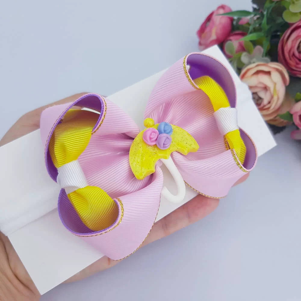 Faixa de Cabelo para Bebê Fitas Bordas Douradas Entrelaçadas - Image 5