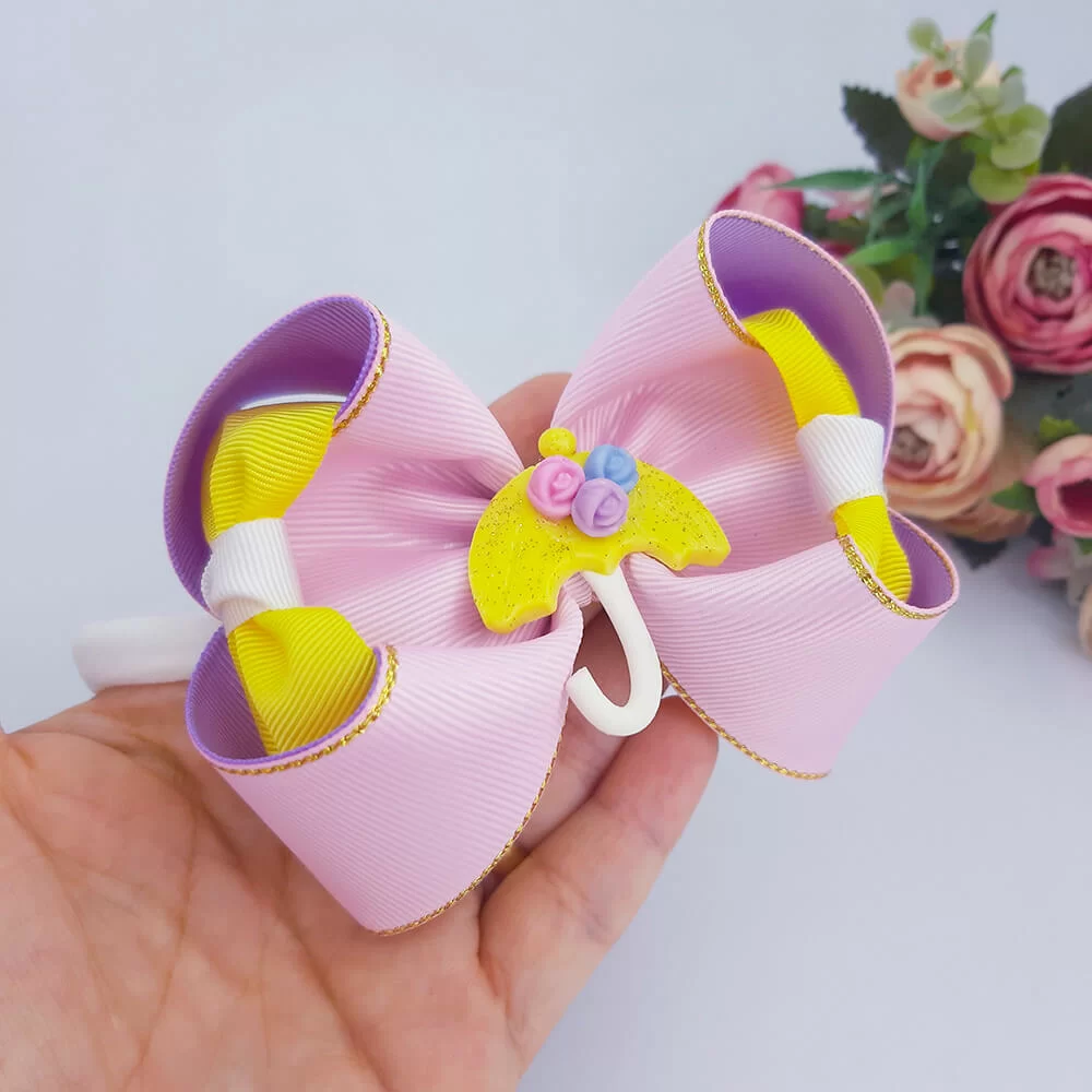 Faixa de Cabelo para Bebê Fitas Bordas Douradas Entrelaçadas