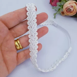 Faixa para Batizado Bebê Renda com Elástico