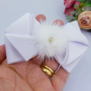 Faixa de Cabelo Batizado Bebê Pompom com Ponto de Luz
