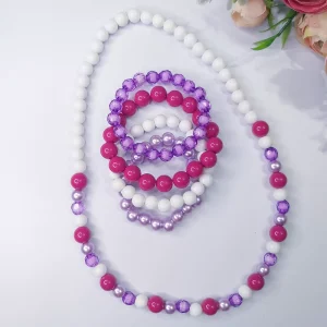 Kit Colar e Pulseira Infantil de Miçanga Adorável