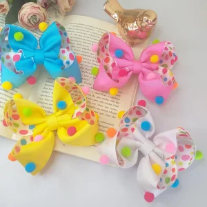 Laço Bebê Infantil Colorido Pompom Bolinhas
