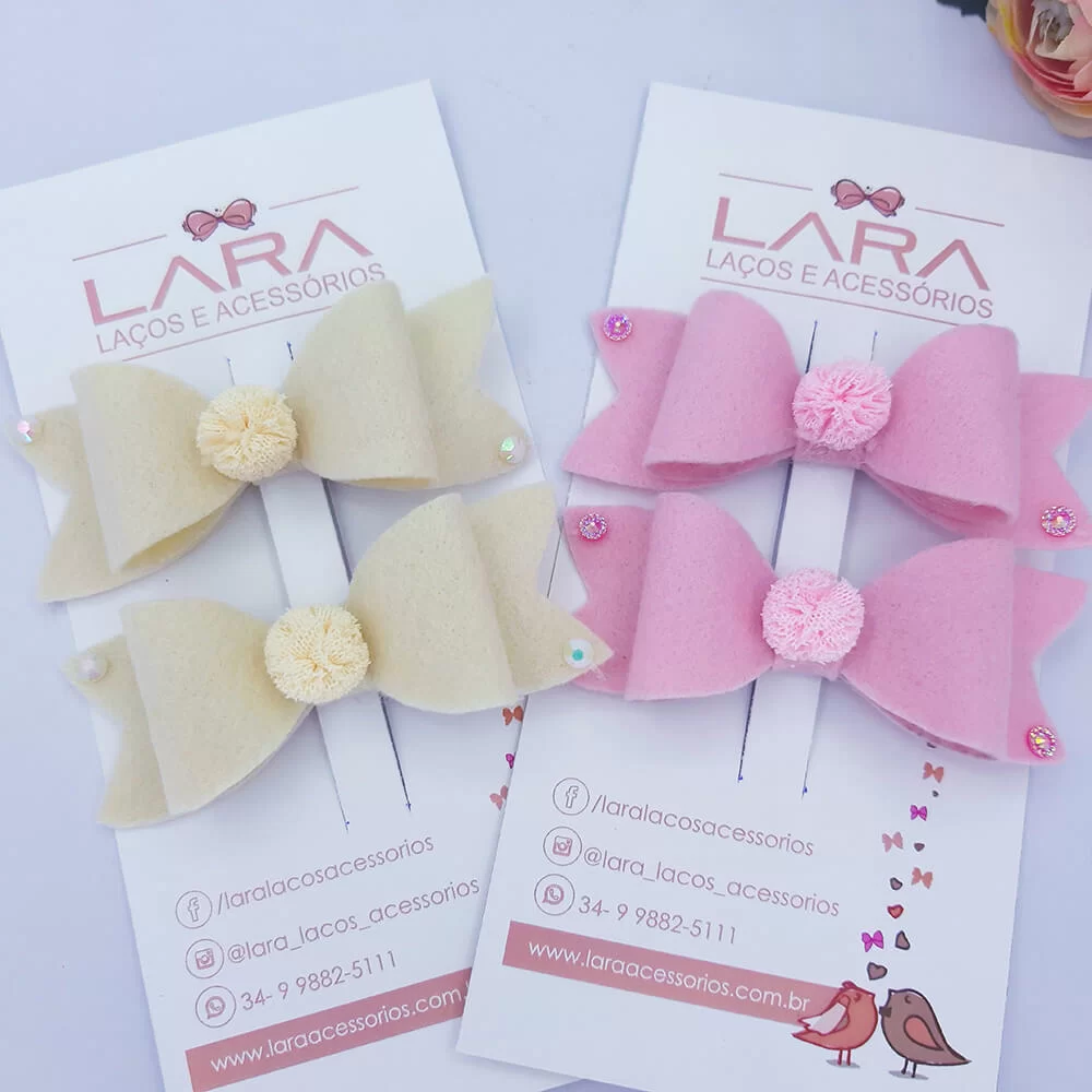 Laço de Cabelo Bebê Parzinho com Pompom e Strass
