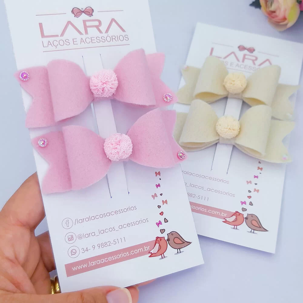 Laço de Cabelo Bebê Parzinho com Pompom e Strass - Image 3