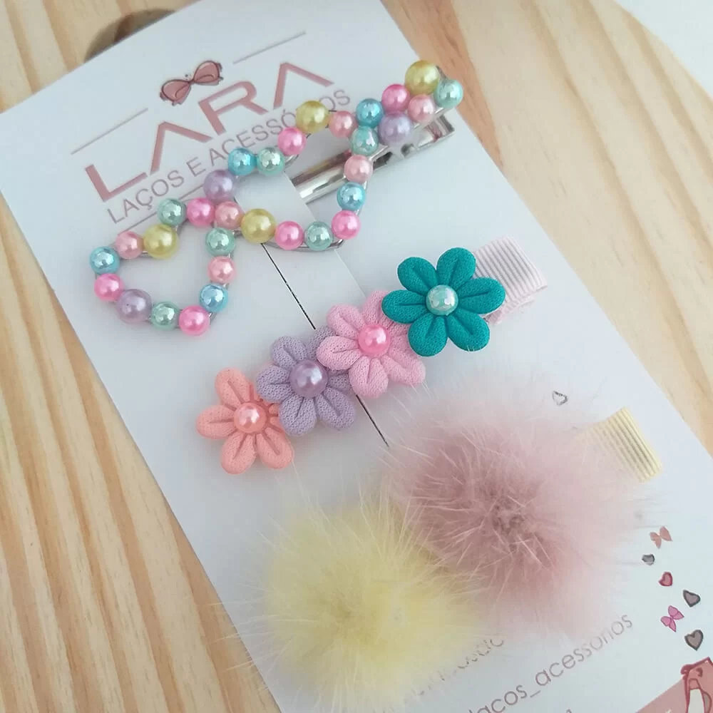 Trio de Hair Clips Coração - Image 4