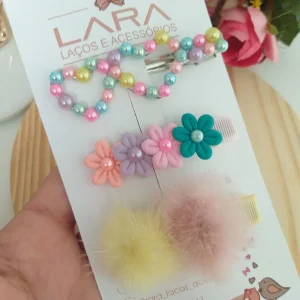 Trio de Hair Clips Coração