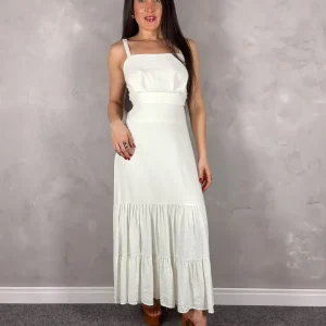 Vestido Longo em Linho com Alças Reguláveis