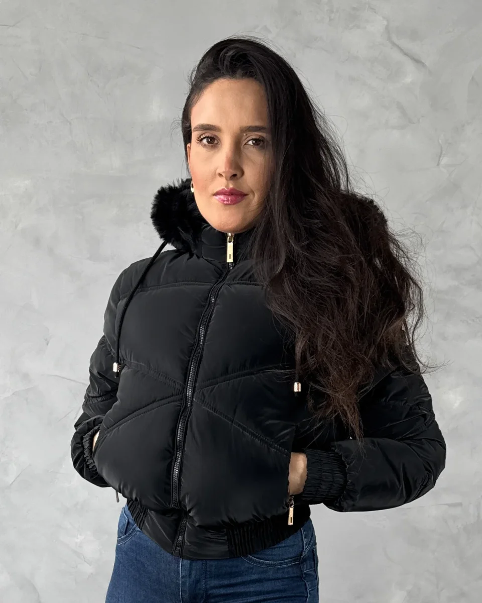 Jaqueta Puffer em PU com Capuz Removível - Image 5