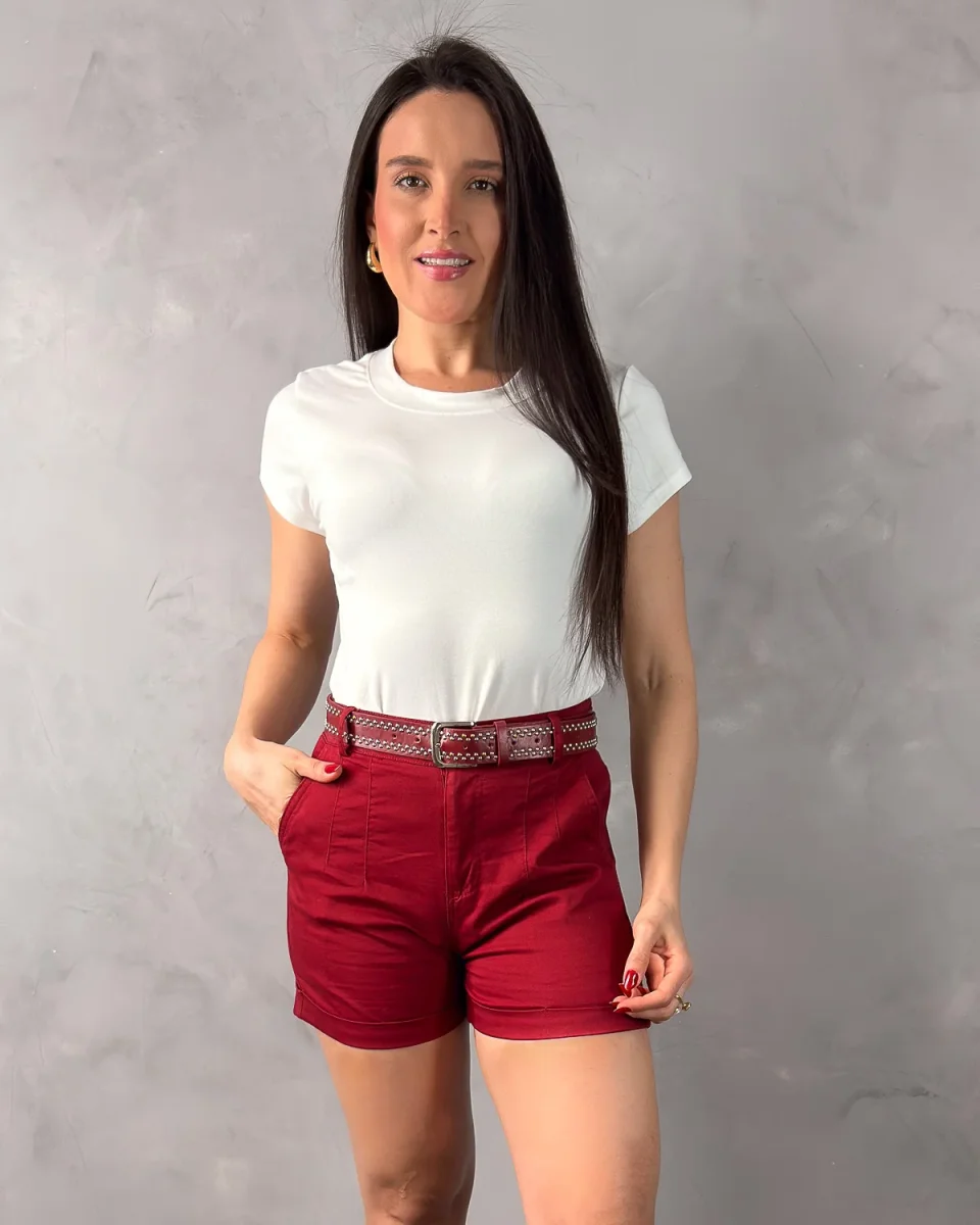 Short Barra Dobrada com Cinto Sarja com Elastano - Image 7