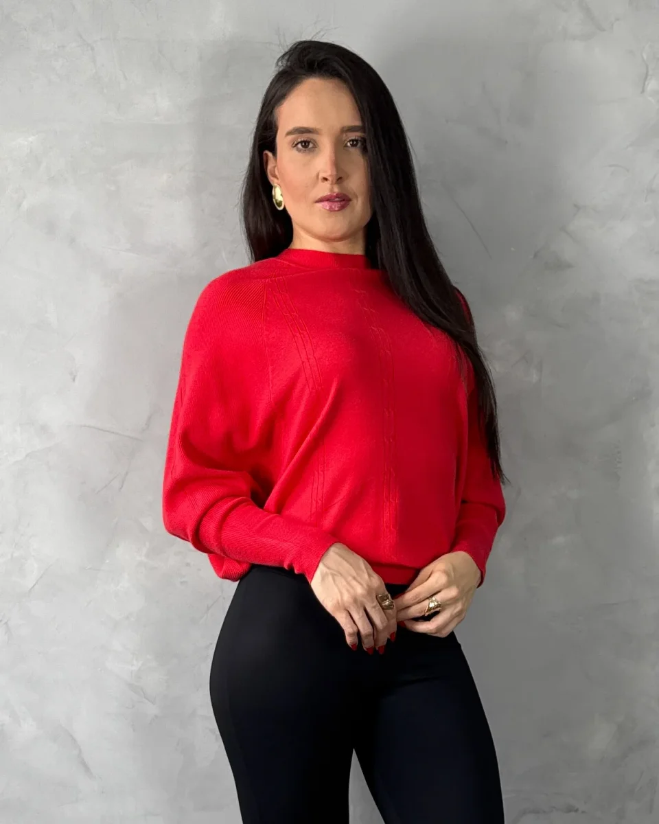Blusa Manga Morcego Gola Redonda Tricot Mousse - Image 2