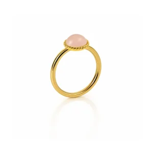 Anel Quartzo Rosa - Dourado