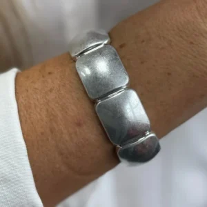 Bracelete Largo Banhado a Ródio