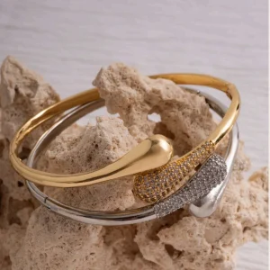 BRACELETE GOTAS MICRO ZIRCÔNIA BANHADO OURO RODIO