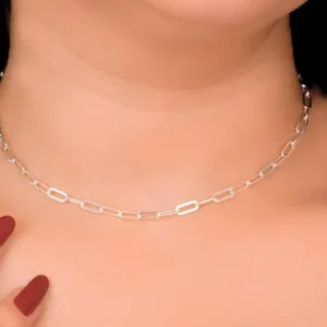 Chocker Elos  Cartier Banhado a Ródio com Extensor