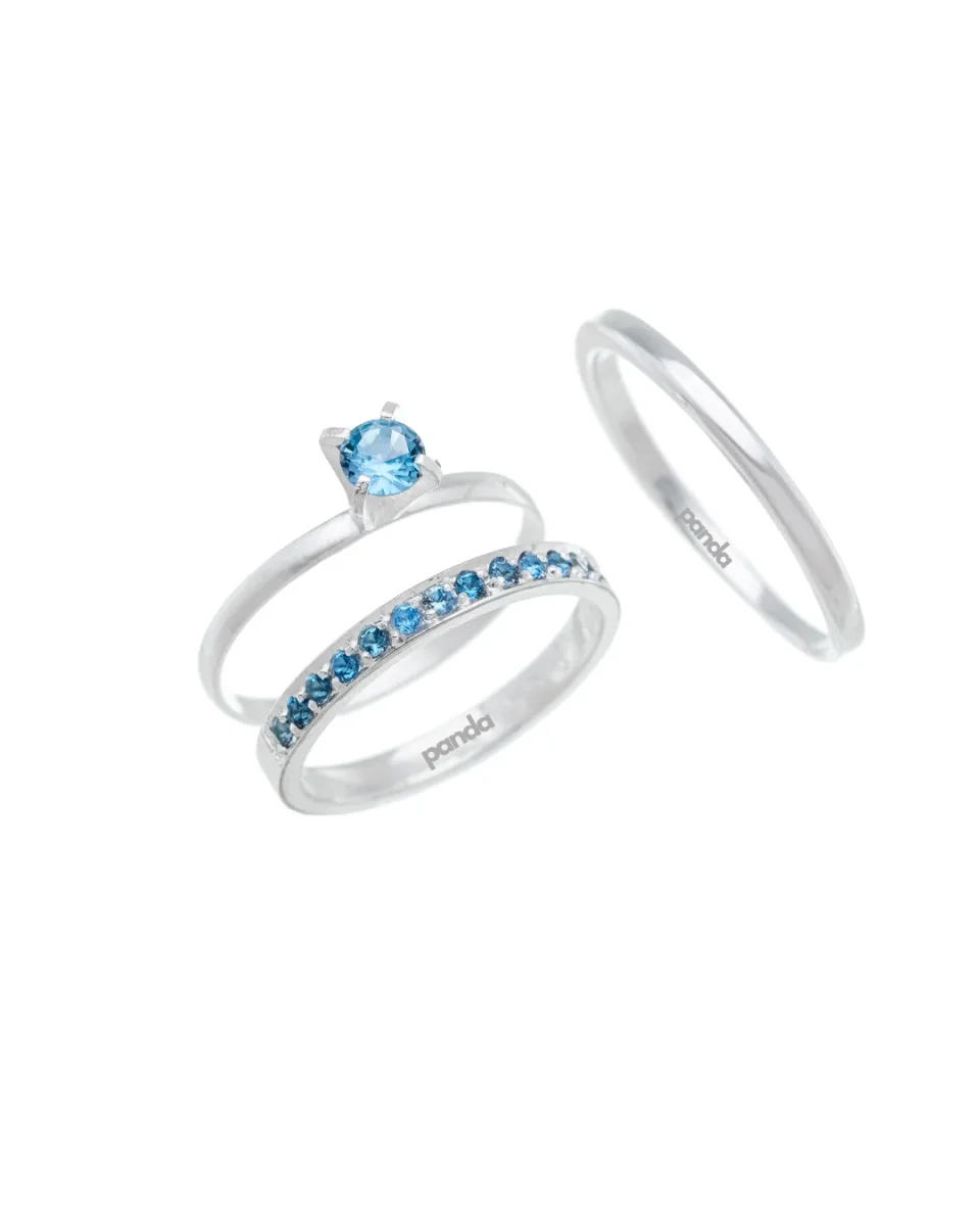 Par de Aliança Classic Shine Azul 2mm - Prata 950 - Image 3