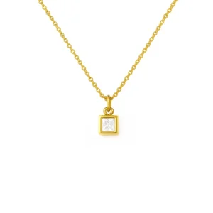 Colar Mini Square Cristal - Dourado