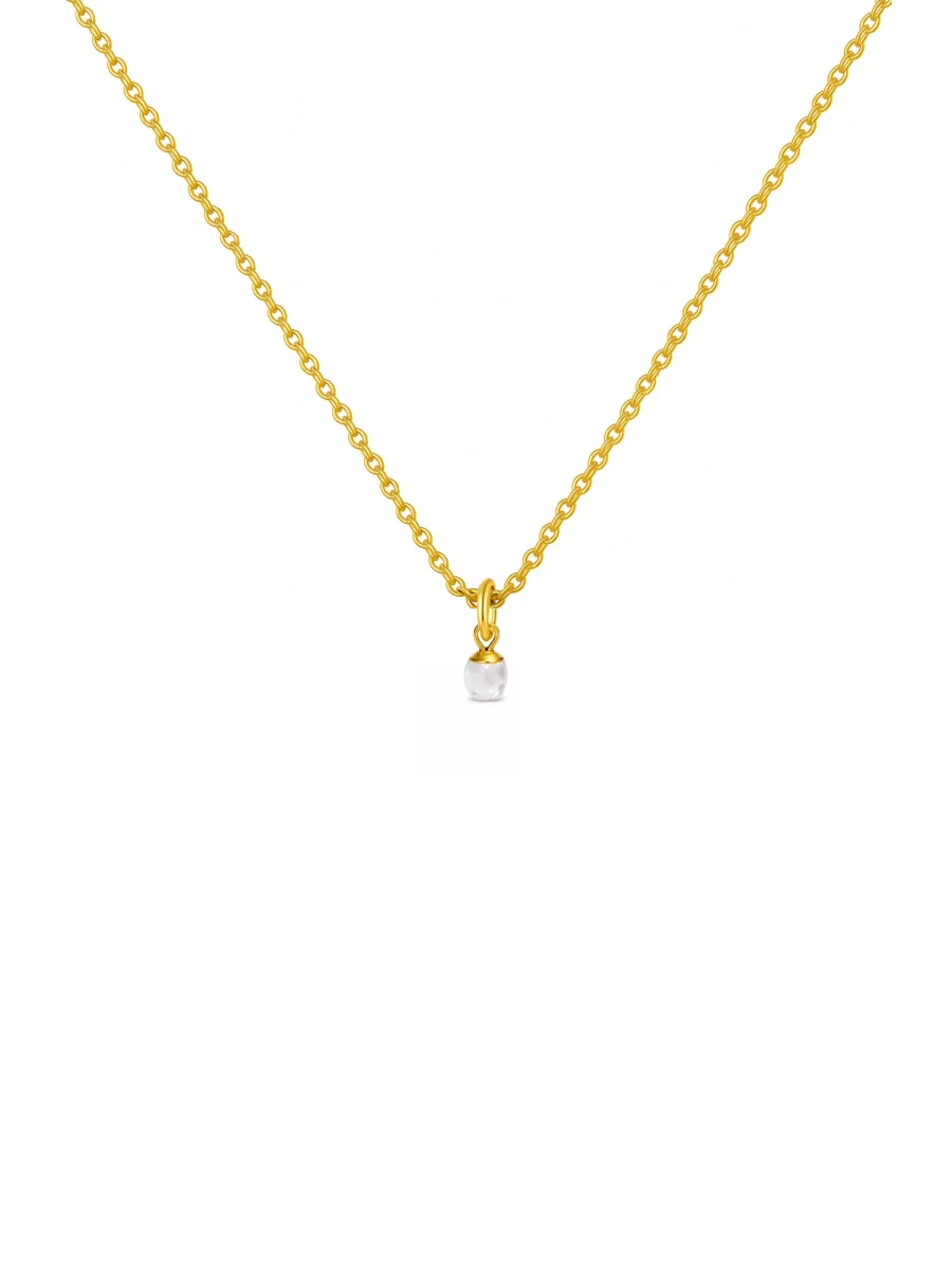 Colar Mini Pedra de Cristal Natural - Dourado