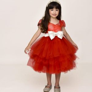 Vestido infantil de Luxo Vermelho