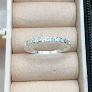 Anel de prata 925 aparador de aliança cravejado e zirconia