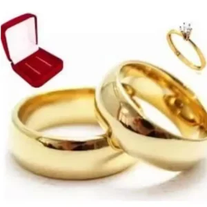 Par de Aliança Tungstênio 6mm Banhado a Ouro 18k + Solitário