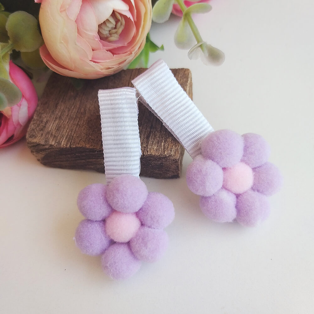 PRESILHA DE CABELO INFANTIL POMPOM FLOR – PAR - Image 3