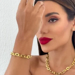 Pulseira Dupla Folheada a Ouro 18k Correntaria Liso
