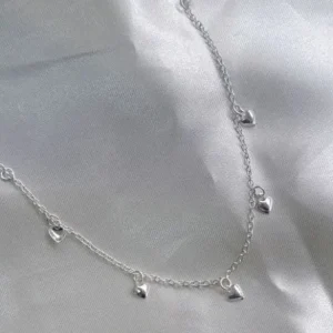 Pulseira 5 corações pendurados prata 925