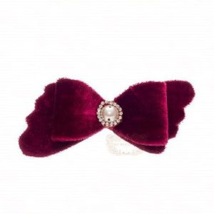 Presilha de Cabelo Infantil Bico de Pato Veludo Pérola Luxo Drilú