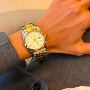 Relógio Feminino em Aço com Zircônias Dois Banhos Ouro e Prata