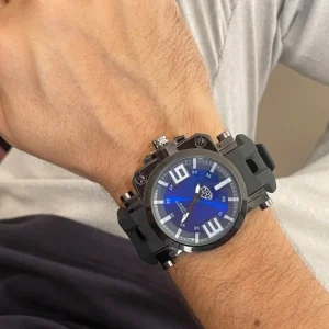 Relógio masculino G azul pulseira Emborrachado