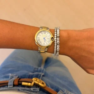 Relógio inspiração CT - misto prata e dourado - a prova d’água