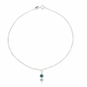 Tornozeleira de prata 925 mini olho grego claro 1,5gr