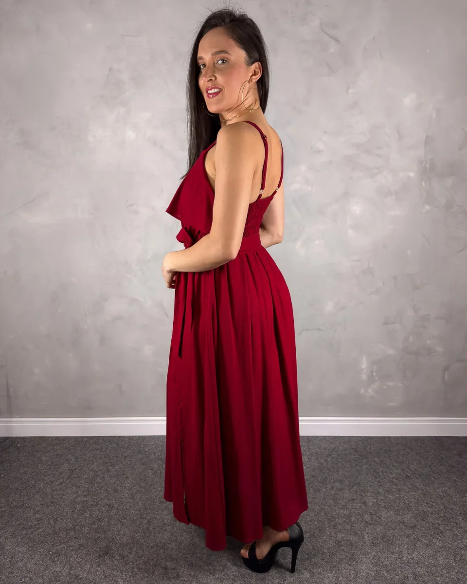 Vestido Longo de Alça Regulável com Faixa na Cintura - Image 5