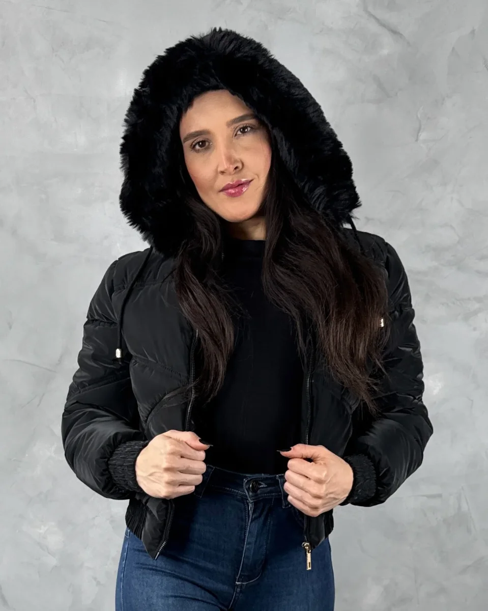 Jaqueta Puffer em PU com Capuz Removível - Image 3