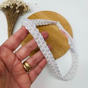 Faixa para Bebê Batizado Renda com Pérolas Regulável