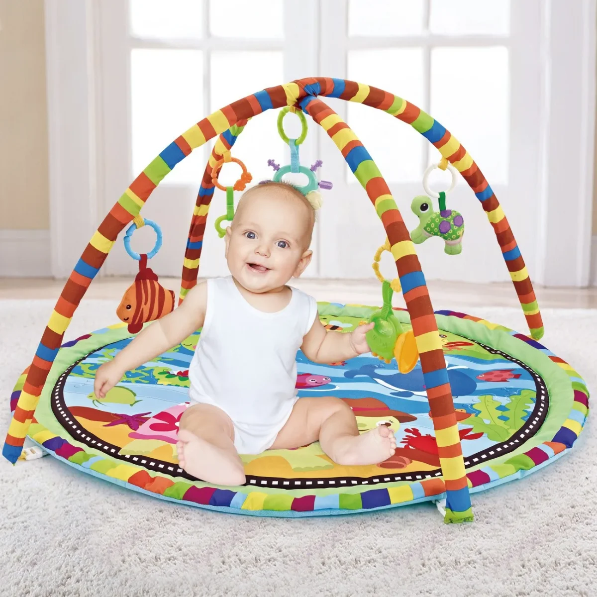 Tapete de Atividades Multifuncional para Bebés com Cerca e Manta de Ginástica - Image 4