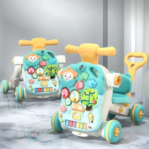 Andador Multifuncional 5 em 1 para Bebés: Carrinho de Aprendizagem com Brinquedos para Crianças de 6 a 12 Meses
