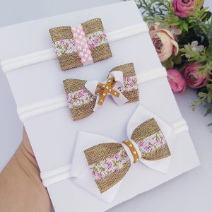 CONJUNTO DE 03 FAIXINHAS BEBÊ FLORES