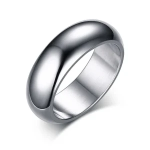 Aliança Tradicional Prateada Alta e Grossa (7mm) em Aço para Casamento, Namoro ou Compromisso - REF1815