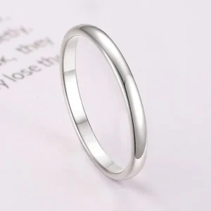 Aliança Prateada Fina (2mm) em Aço para Casamento, Namoro ou Compromisso - REF1613