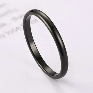 Aliança Preta Fina (2mm) em Aço para Casamento, Namoro ou Compromisso - REF0001614