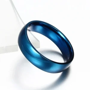 Aliança Azul Tradicional Larga (6mm) em Aço - REF20210